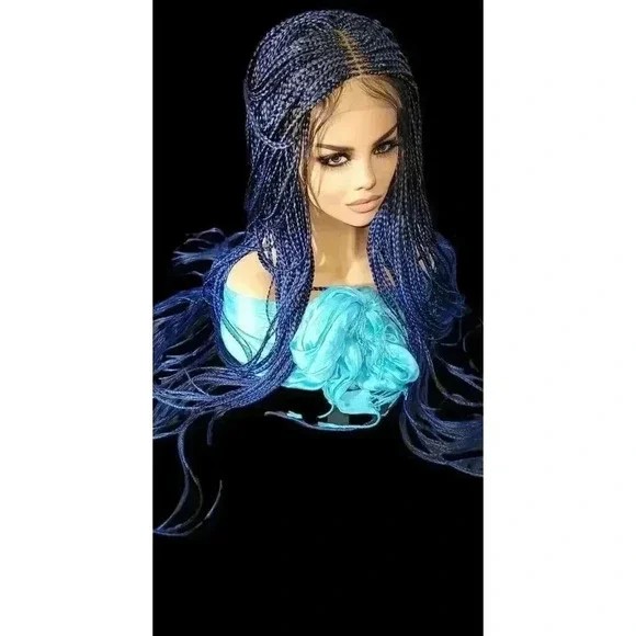 Blue Braided wig 100% handmade, ombre wig, NWT exotic colors absolutely gorgeous - Picture 13 of 15